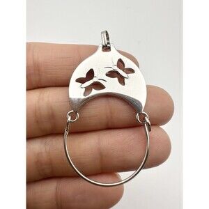 Vintage MONET Silver Tone Cutout BUTTERFLY  charm holder PENDANT